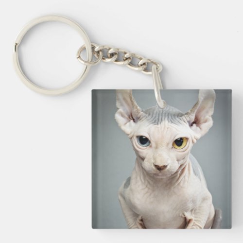 Elf Sphinx Cat Photograph Keychain