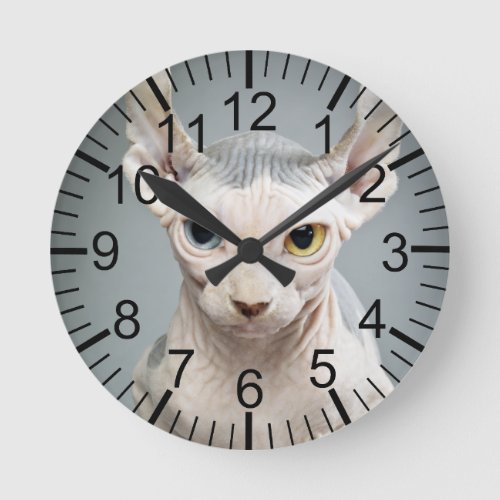 Elf Sphinx Cat Photograph Round Clock