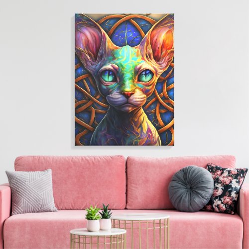 Elf Sphynx Cat Art Elven Canvas Wall Home 