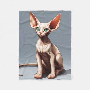 Elf Sphynx Cat Art Illustration  Fleece Blanket