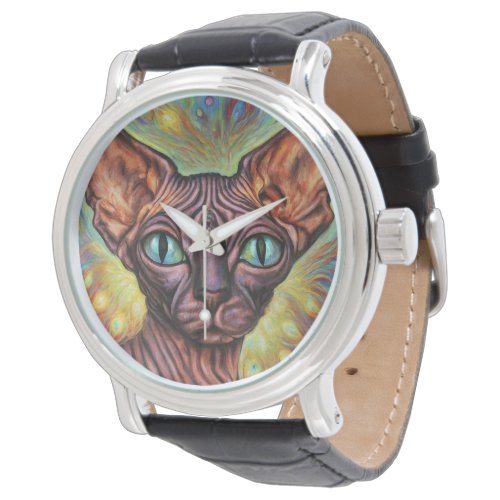 Elf Sphynx Cat Art Psychedelic Elven Watch