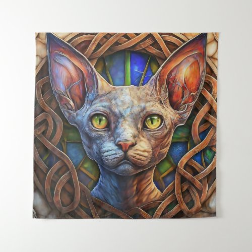 Elf Sphynx Cat Celtic Wall Clock Decor Custom Tapestry