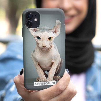 Elf Sphynx Cat Photograph | Add Your Name Iphone 11 Case by ironydesignphotos at Zazzle
