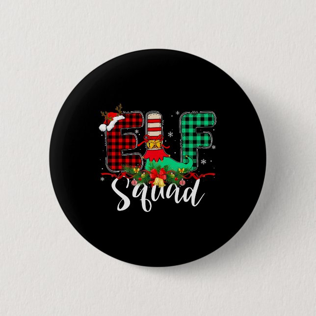 Elf Squad Christmas Family Group Matching Santa Xm Button (Front)