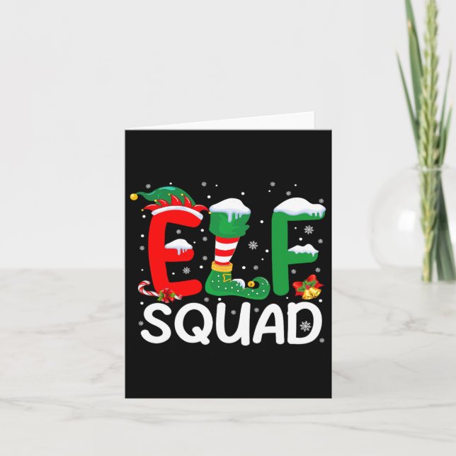 Elf Squad Christmas Family Matching Pajamas Kids F Card (Front)