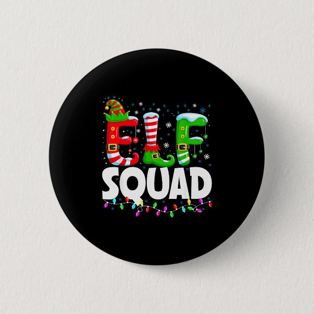 Elf Squad Christmas Family Matching Xmas Pajamas  Button (Front)