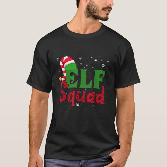 Elf Squad Christmas Funny Family Matching Pajamas  T-Shirt (Front)