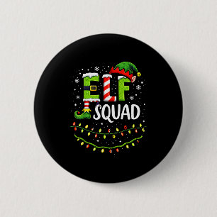 Elf Squad Christmas Lights Matching Holiday Crew Button
