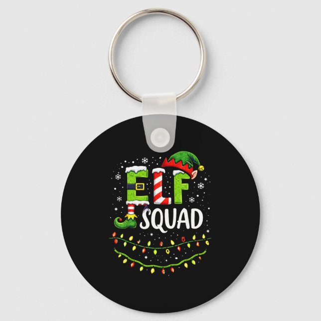 Elf Squad Christmas Lights Matching Holiday Crew  Keychain (Front)