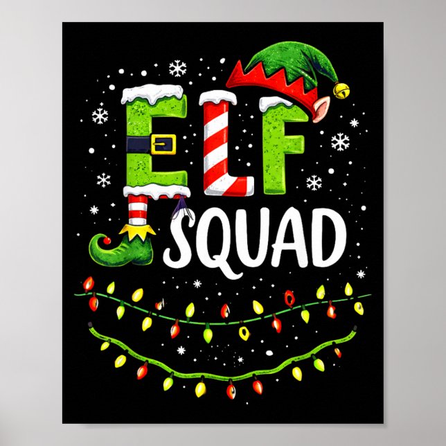 Elf Squad Christmas Lights Matching Holiday Crew  Poster (Front)