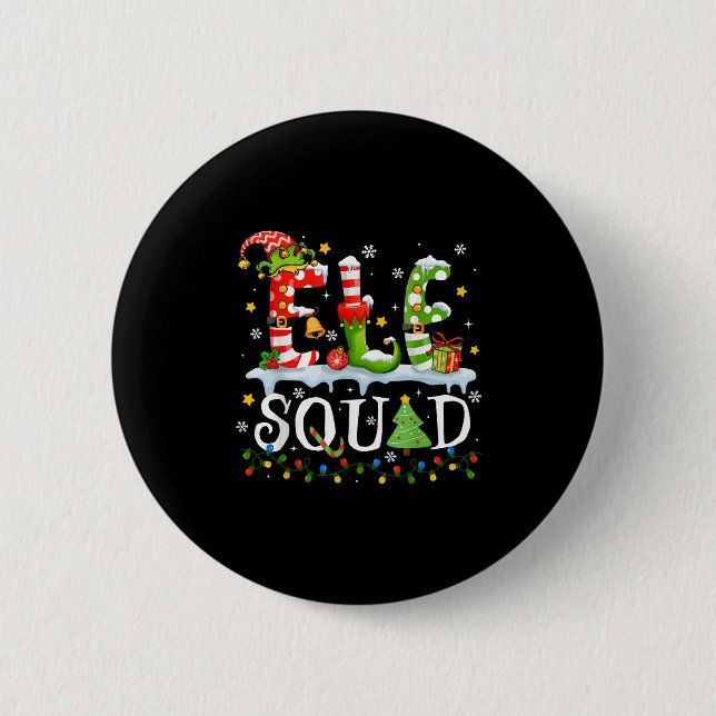 Elf Squad Funny Elf Family Christmas Matching Paja Button (Front)