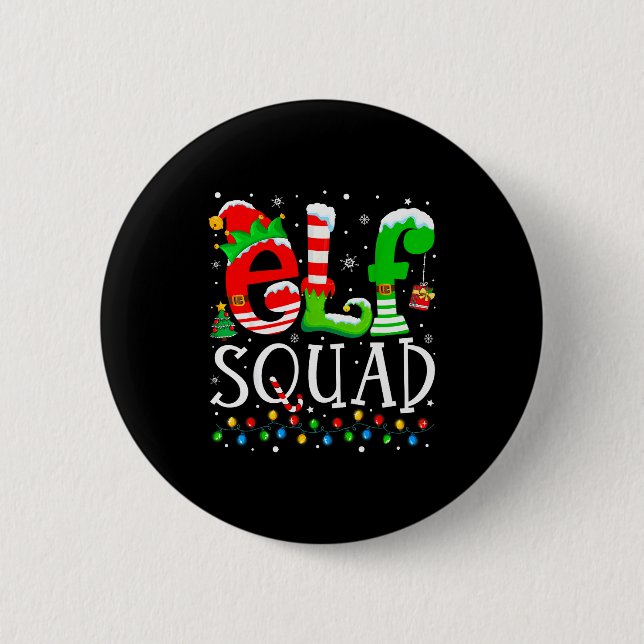 Elf Squad Funny Elf Family Christmas Matching Paja Button (Front)