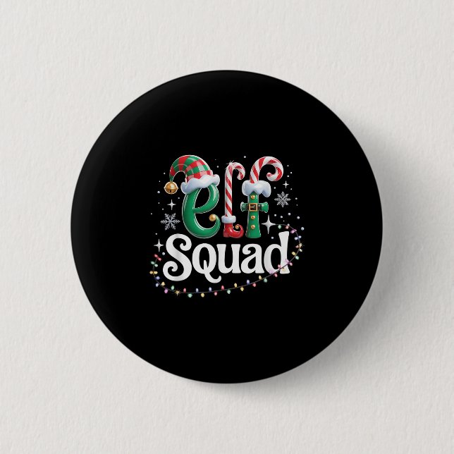 Elf Squad Funny Elf Family Christmas Matching Paja Button (Front)