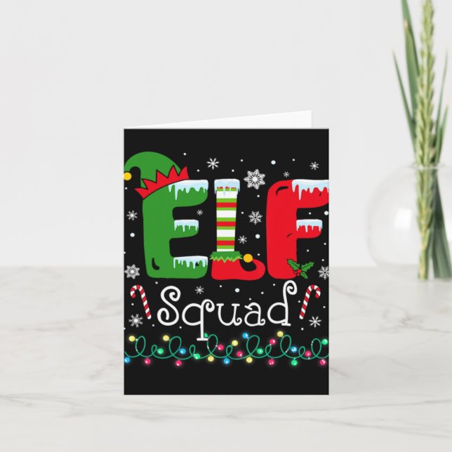 Elf Squad Funny Elf Family Christmas Matching Paja Card (Front)