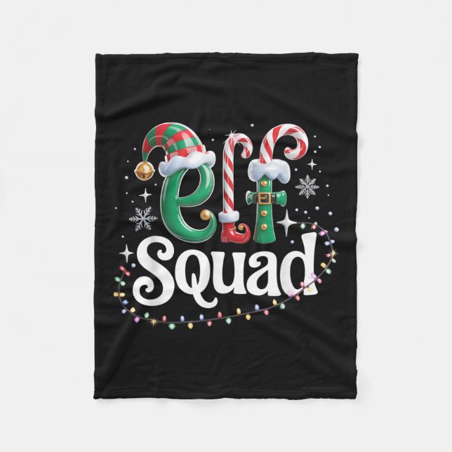 Elf Squad Funny Elf Family Christmas Matching Paja Fleece Blanket (Front)