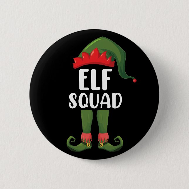 Elf Squad Funny Family Matching Christmas  Button (Front)