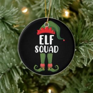 Elf Squad Funny Family Matching Christmas  Ceramic Ornament