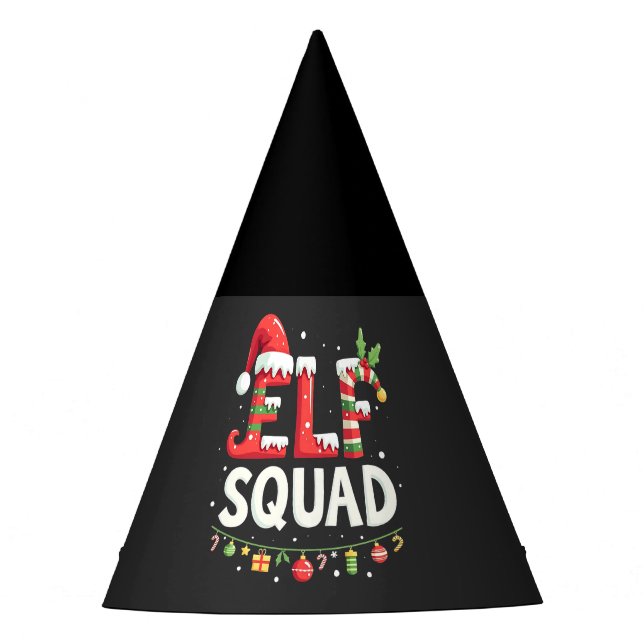 Elf Squad Funny Matching Christmas Outfit  Party Hat (Front)