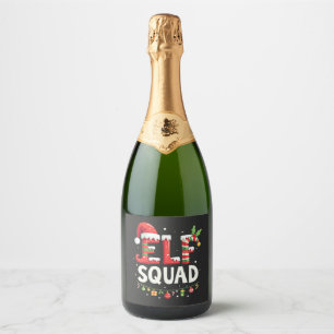 Elf Squad Funny Matching Christmas Outfit  Sparkling Wine Label