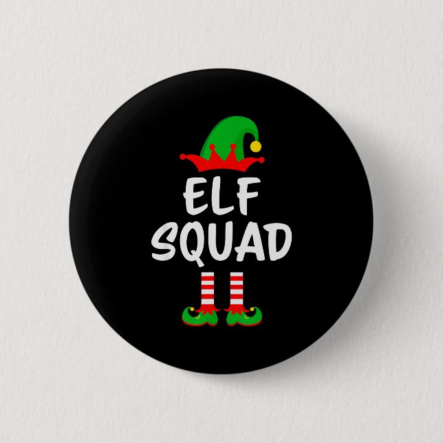 Elf Squad Matching Family Christmas  Button (Front)