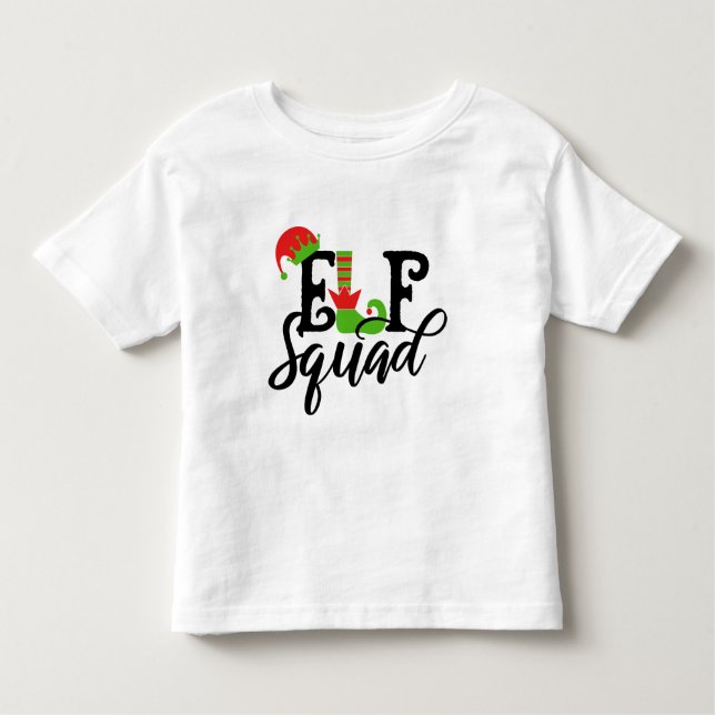 Elf Squad Modern Typography Christmas Holidays Toddler T-shirt (Front)