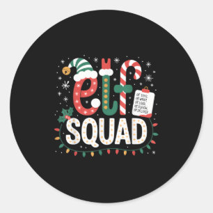 Elf Squad Santa Checklist Christmas Lights Family Classic Round Sticker