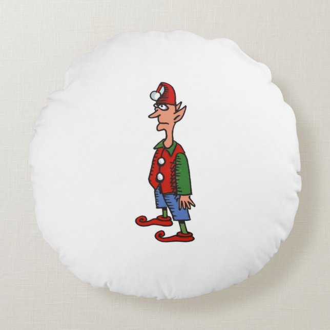Elf Standing At Attention round poly pillow (Front)