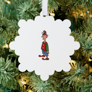 Elf Standing At Attention snowflake paper ornament Card
