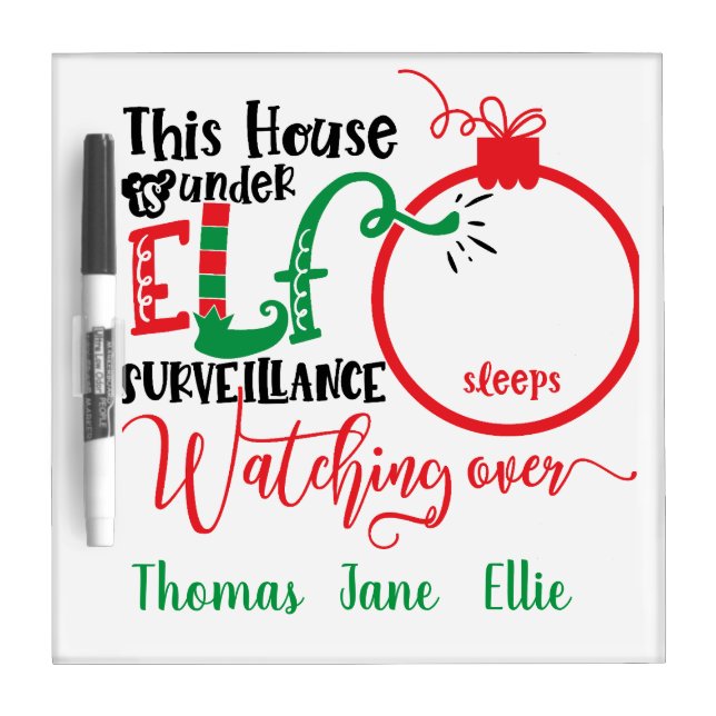 Elf Surveillance Countdown to Christmas. Editable  Dry Erase Board (Front)