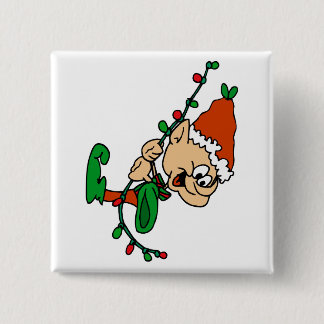 elf swinging on lights button