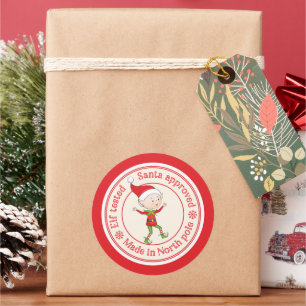elf tested Santa approved North Pole Classic Round Sticker