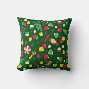 Elf the Movie Candy Pattern Throw Pillow