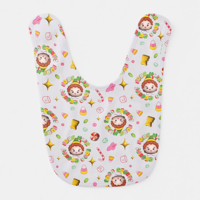 Elf the Movie | Four Main Food Groups Pattern Baby Bib (Front)