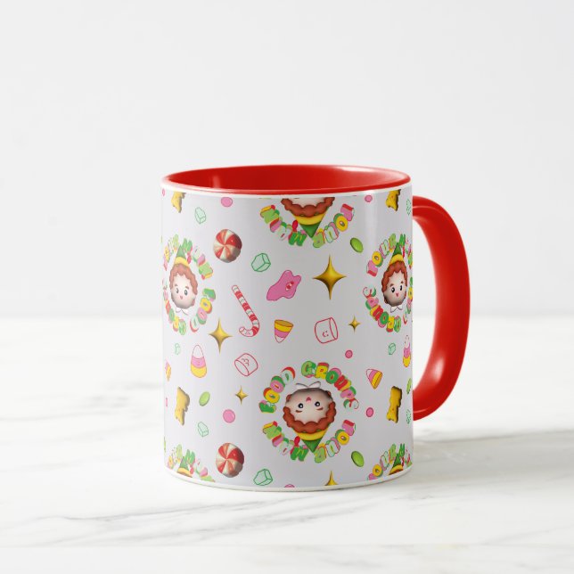 Elf the Movie | Four Main Food Groups Pattern Mug (Front Right)