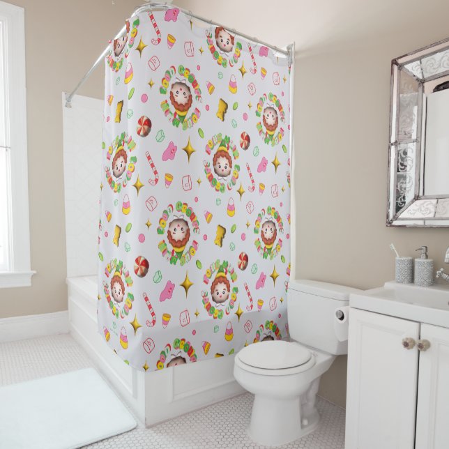 Elf the Movie | Four Main Food Groups Pattern Shower Curtain (In Situ)