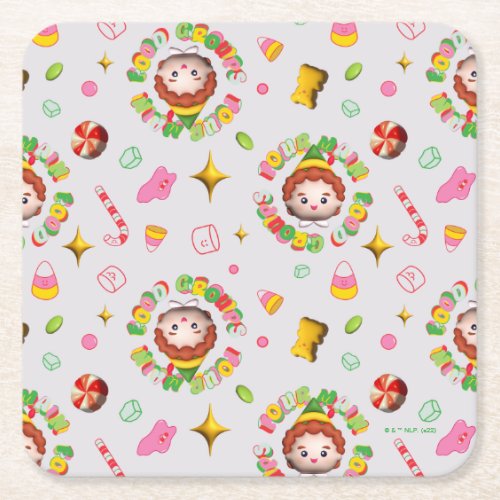 Elf the Movie  Four Main Food Groups Pattern Square Paper Coaster