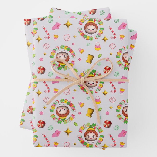 Elf the Movie | Four Main Food Groups Pattern Wrapping Paper Sheets (In situ)