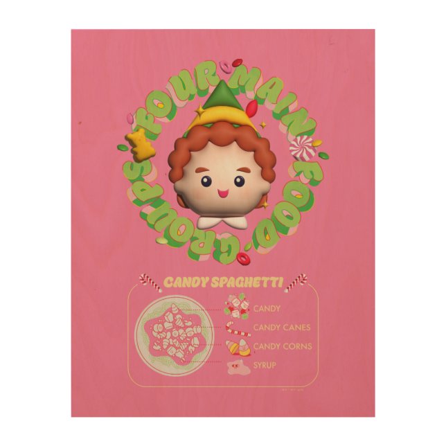 Elf the Movie | Four Main Food Groups Wood Wall Art (Front)