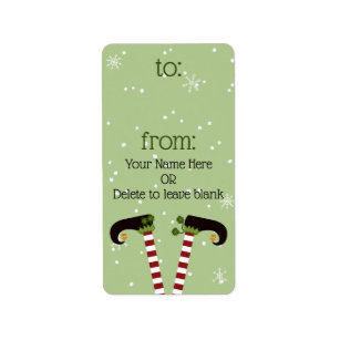 Elf TO/FROM Gift Tags, Changeable Background Color Label