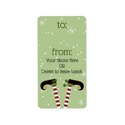 Elf TOFROM Gift Tags Changeable Background Color Label