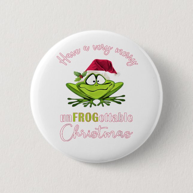 Elf Toad Frog Pun Toadally Ready for Christmas Button (Front)