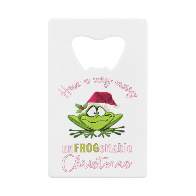 Elf Toad Frog Pun Toadally Ready for Christmas Credit Card Bottle Opener (Front)