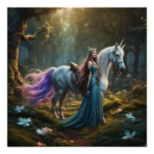 Elf Unicorn Poster