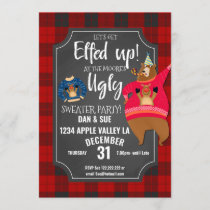 elf up ugly sweater jumper Christmas party Invitation