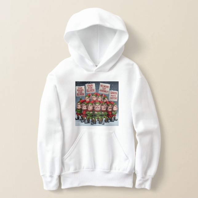 Elf Uprising: Santa’s Workshop on Strike Hoodie (Laydown)