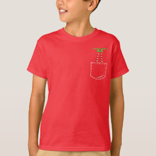 Elf Upside Down in Stitched Pocket T-Shirt