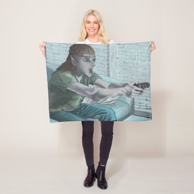 Elf Video Game Player Fantasy Art Fleece Blanket (In Situ)