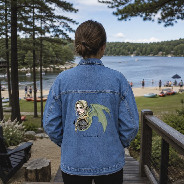 Elf Warrior Dragon Fantasy Denim Jacket (Creator Uploaded)