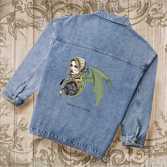 Elf Warrior Dragon Fantasy Denim Jacket (Creator Uploaded)