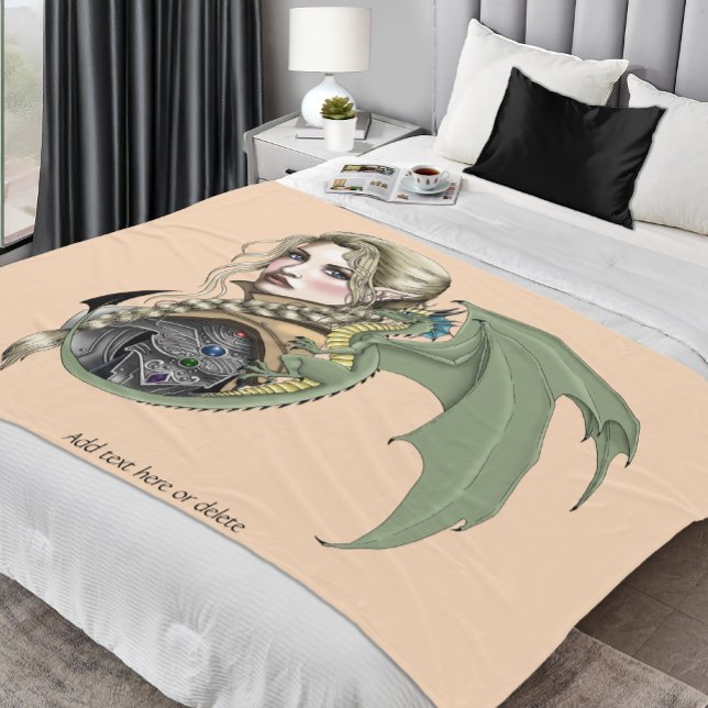 Elf Warrior Dragon Fantasy Magical Medieval Peach Fleece Blanket (Creator Uploaded)